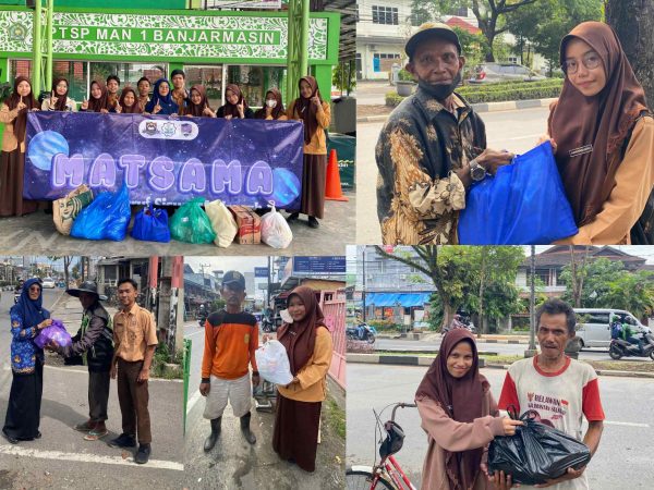 Rangkaian Kegiatan MATSAMA, MPK-OSIM MAN 1 Kota Banjarmasin Bagikan Sembako Kepada Warga