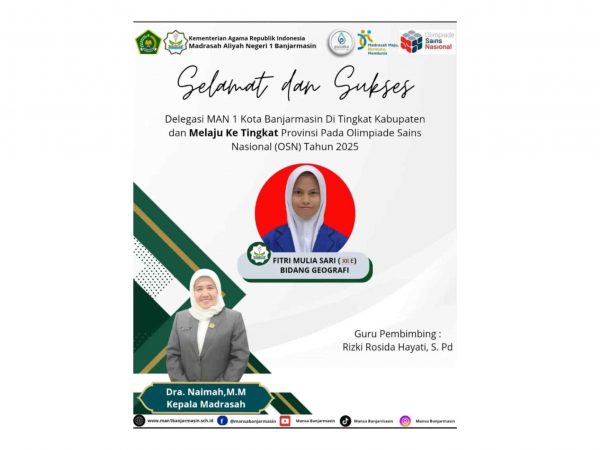 Fitri Mulia Sari Lolos OSN Tingkat Kota, Siap Harumkan Nama MAN 1 Kota Banjarmasin di Tingkat Provinsi